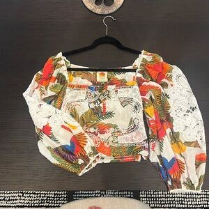 Farm rio crop puff sleeve top